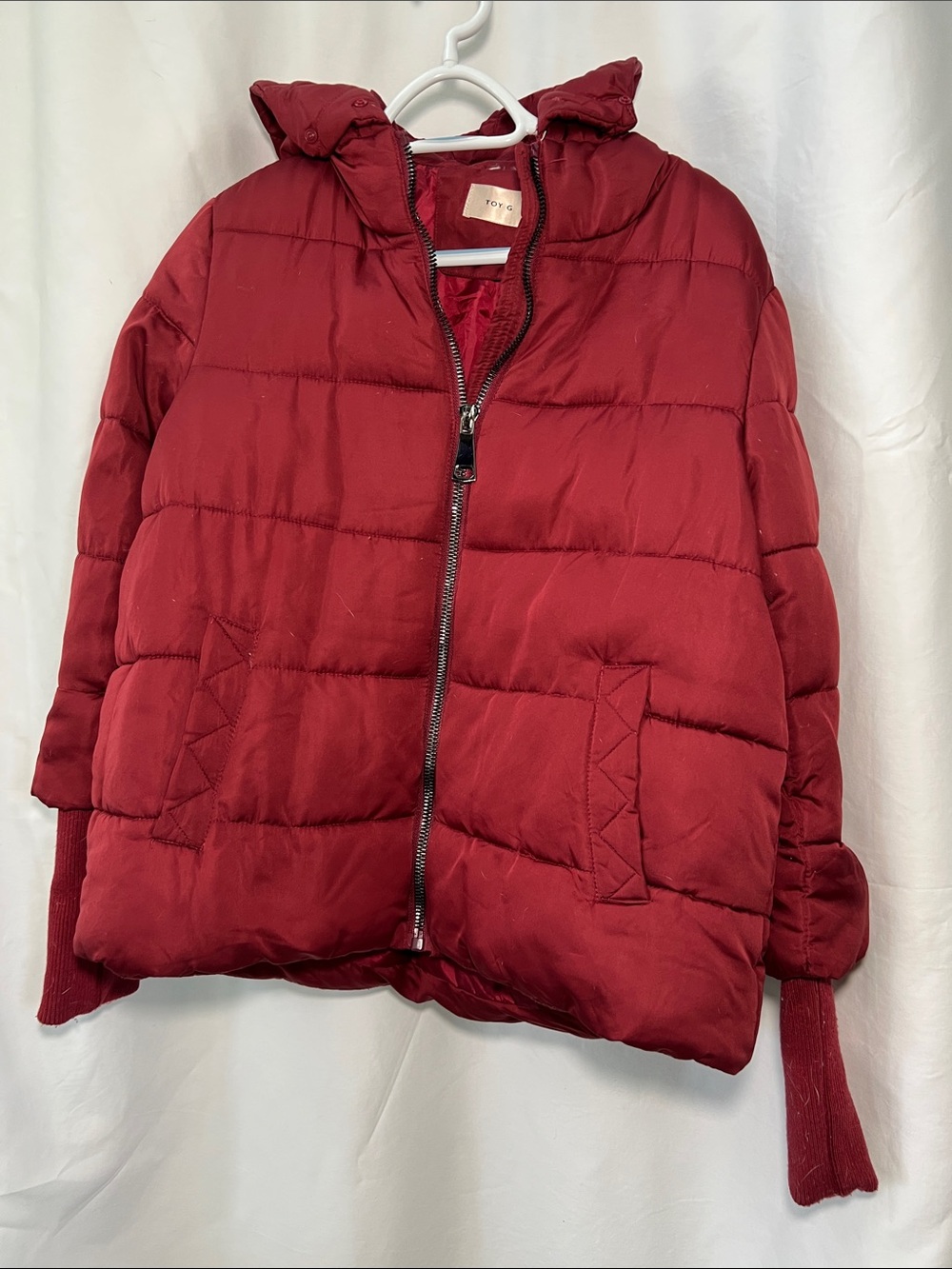 Toy G Women's Red Puffer Jacket with Hood Size Small
